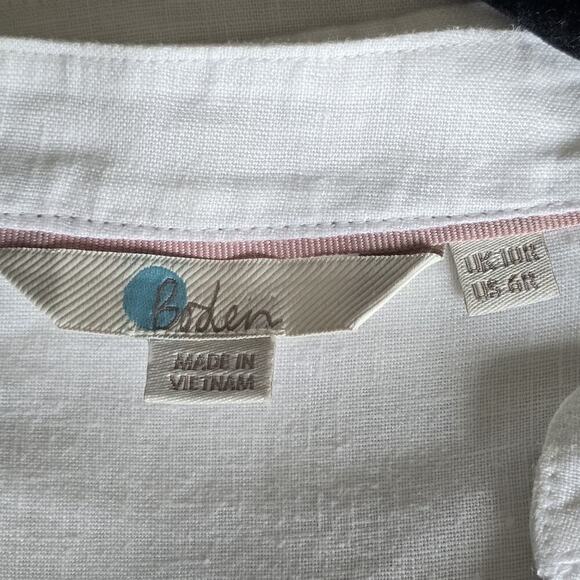 Boden Blouse 6R 100% Linen V-Neck Relaxed Lagenlook Bohemian Minimalist White - Picture 5 of 11